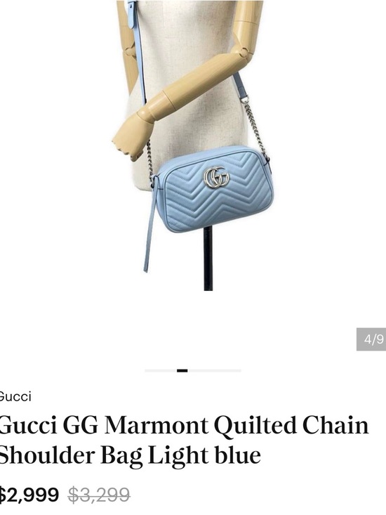Gucci Light Blue GG Chevron Crossbody Bag - Picture 7 of 10